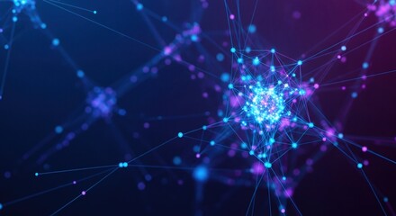 Abstract molecular background with glowing dots and lines. Connection structure element for science, technology, medicine, biology design, or presentation.