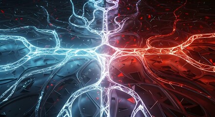“Abstract Neural Network Connection Representing Artificial Intelligence and Digital Energy Flow”