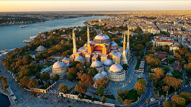 Breathtaking aerial view showcasing the architectural brilliance of Hagia Sophia Istanbul