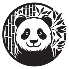 Smiling Panda Among the Bamboo Trees Image Vector