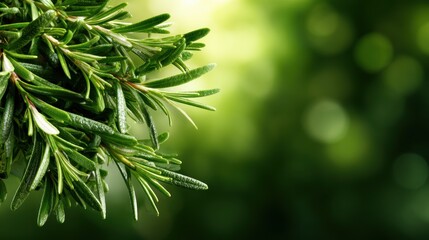 A close-up image of fresh rosemary herbs, capturing their vibrant green hues and delicate leaves that evoke a sense of freshness and enhance culinary adventures.