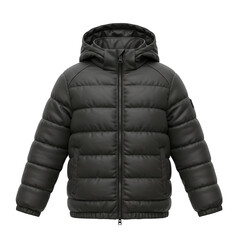 black puffer style jacket with cap 