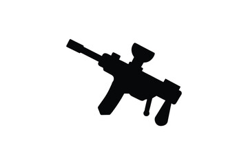 Black paint gun illustration on a white background striking silhouette
