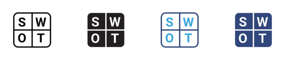 SWOT analysis icon set, vector illustration, 