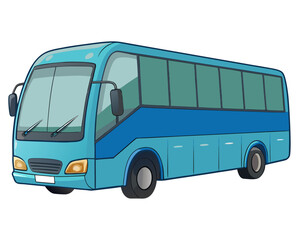 Isolated modern tour bus, transportation vehicle, commercial coach,