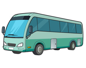 Isolated modern tour bus, transportation vehicle, commercial coach,