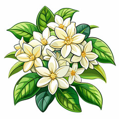 Elegant white jasmine flowers delicately arranged on a soft subtle background perfect for spring and summer floral designs