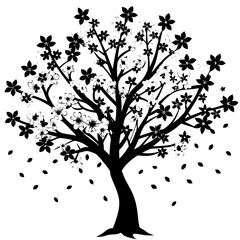 Fototapeta premium Elegant vector illustration of delicate cherry blossoms in full bloom showcasing vibrant pink petals and intricate branches against a clean backdrop perfect for spring and nature themes