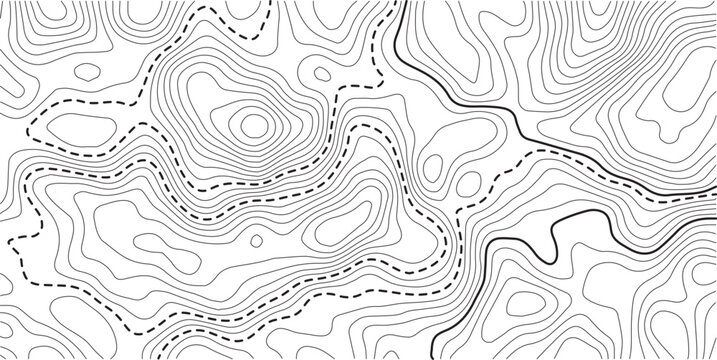 Topographic map background geographic line map with elevation assignments. Modern design with White background with topographic wavy pattern design.Cartography or terrain path concept 