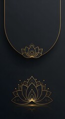 Elegant golden lotus flower design on a dark background, symbolizing purity and enlightenment