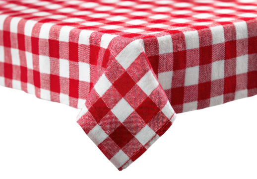 Close-up of a red and white checkered tablecloth