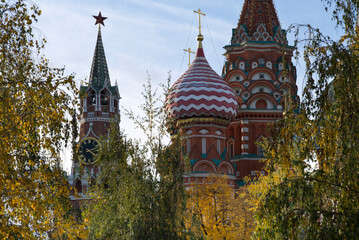 Moscow, Russia, View on Red Square, Kremlin and St. Basil church.