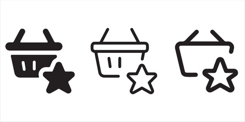 Favorites added to your shopping basket icon set for a modern e-commerce design with a simple, clean aesthetic vector illustration!
