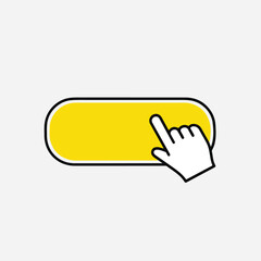 Click here button with hand cursor modern web design element to call for action vector illustration easy to use