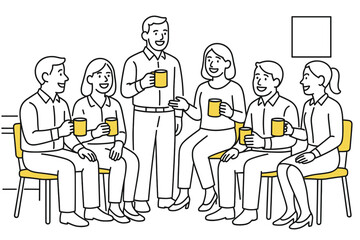 Business team meeting over coffee in a casual setting