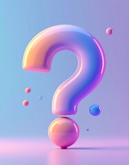 Question mark graphic design, pastel colors, 3D style