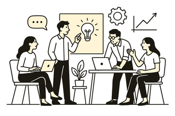 Team collaboration and creative brainstorming session at the office