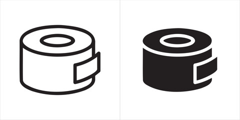 Vector art of two tape roll icons, one outlined and one solid black