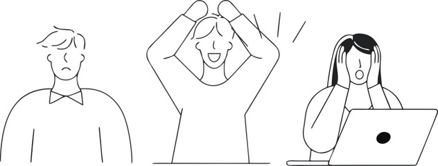 Emotional Spectrum A Depiction of Sadness, Joy, and Overwhelm Through Vector Illustrations