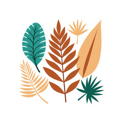 Fototapeta premium Tropical leaves in modern boho style isolated on white background