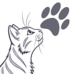 Vector art of cat looking at a paw