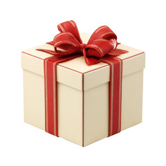 Obraz premium Red ribbon gift box, transparent bg