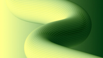 Abstract green and yellow fluid wave background, dynamic 3d twisted shape with smooth gradient