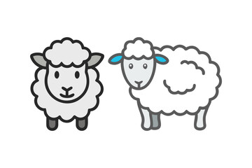 Two cartoon sheep illustrations side by side simple and adorable