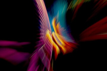 Vibrant abstract motion blur background with exploding colorful light streaks for high energy, music, party, or technology branding