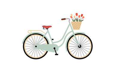 Charming vintage bicycle with flowers in basket classic bicycle design for whimsical scenes