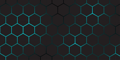 Abstract seamless geometric blue square pattern with hexagonal honeycomb texture design