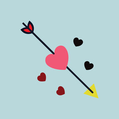 cupid s arrow with floating hearts vector art love