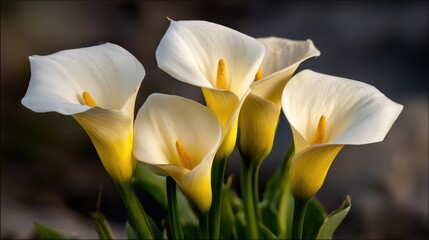 Obraz premium Beautiful white calla lilies in natural setting for garden decoration