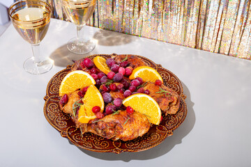 Christmas themed dinner table in modern stile