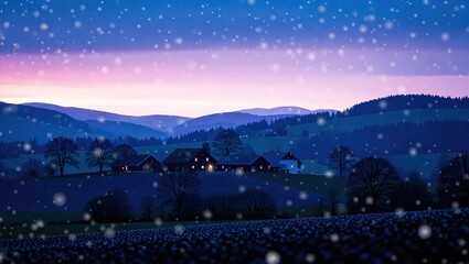 Winters Embrace - A Snowy Landscape at Dusk.