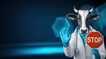 Cow with Stop Sign in Medical Setting