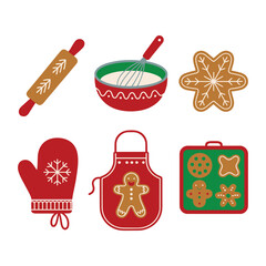 Christmas Baking Clipart Set with White Background Holiday Cookies Apron Mitt Graphics