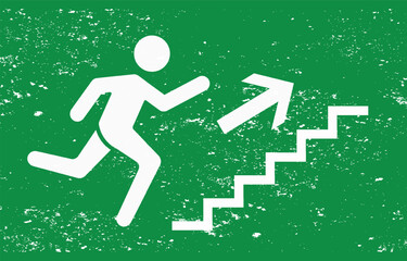 Emergency Exit Sign Grunge Illustration. Emergency Exit  Symbol for Emergency Use in Buildings and Public Facilities