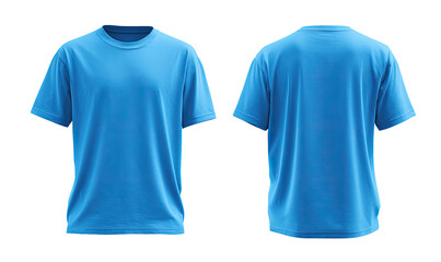 Naklejka premium Front and back view of a light blue t-shirt (2)