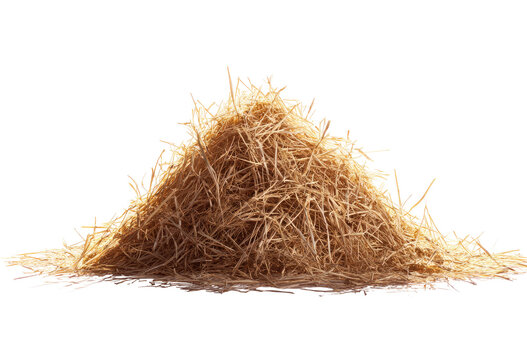 A conical pile of straw against a black background