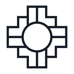 Minimal vector illustration of the Andean Chakana cross, also known as the Southern Cross, symbol of balance, spirituality, and ancestral culture in geometric style
