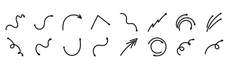 A versatile collection of hand drawn arrows in various styles for unique graphic design projects.