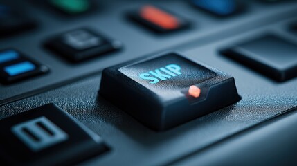 Obraz premium Close Up Skip Button On Remote Control