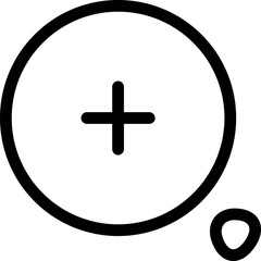 Vector art of add new item icon symbol of plus sign in circle with small circle below it