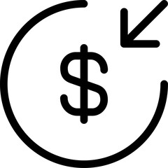 Illustration of a dollar sign with arrow, a symbol for cost reduction
