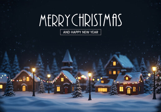Merry Christmas and Happy New Year Template Flyer Design Card