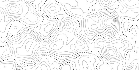 Geography landscape Topo contour map on white background, Topographic contour lines. Seamless pattern with lines Topographic map. Geographic mountain relief diagram line wave carve pattern. 