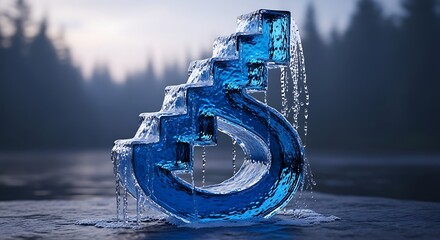 Frozen Finance: Icy Dollar Sign Sculpture — Visual Metaphor for Economic Chill, Market Volatility and Financial Editorials
