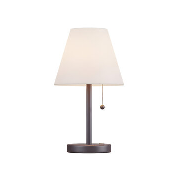 Elegant table lamp with white lampshade isolated on transparent background, perfect for bedroom