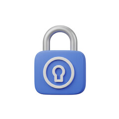 Blue padlock with a keyhole isolated on transparent background symbol of security, protection, and privacy